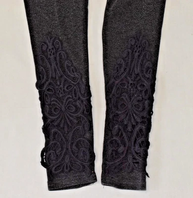 Pantalones elásticos vintage Wi Wi Wi Moda Talla S Años 90 Gris Bolsillos Encaje Espinilla Apliques Foto 1 de 4