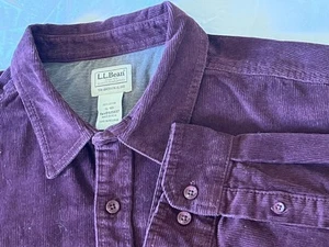 LL Bean Shirt Men XL Wine Lakewashed Corduroy Button Long Sleeve Outdoor NWT - Picture 1 of 15