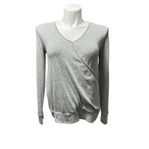 Serra Damen Medium Oberteil grau Langarm Pullover V-Ausschnitt Shirt - Bild 1 von 6