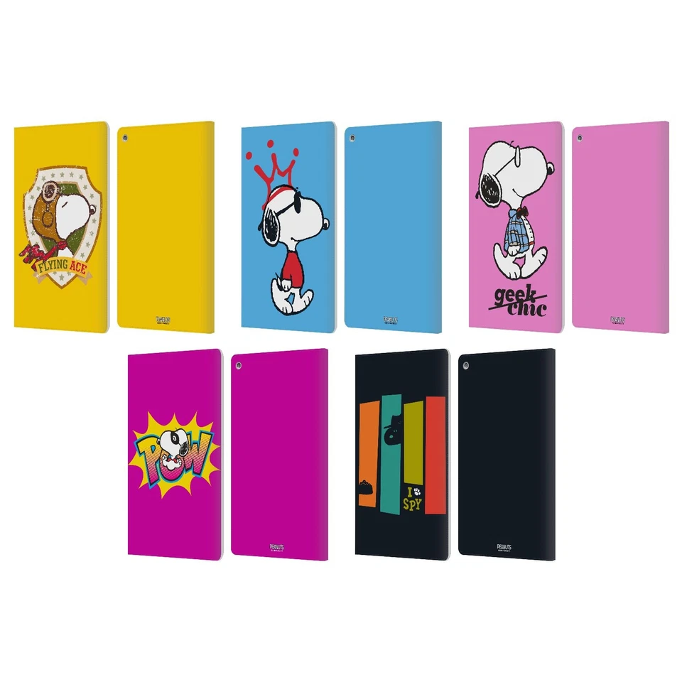 OFFICIAL PEANUTS THE MANY FACES OF SNOOPY LEATHER BOOK CASE FOR AMAZON FIRE - Image 1 of 4