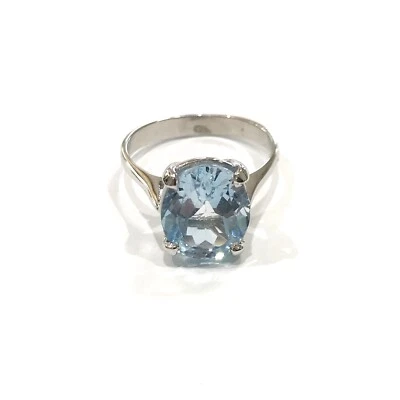 Anello Donna con topazio azzurro naturale 10 x 12 mm - Immagine 1 di 4