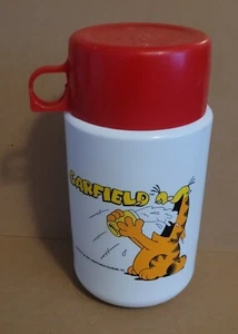 Garfield weiße Kunststoff THERMOSFLASCHE mit Stopfen & Becher 1991 - Bild 1 von 6