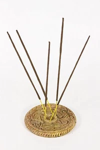 2pc Set Natural Soap Stone Candlestick / Incense Stick Holders (7595-B) 10cm Dia - Picture 1 of 2