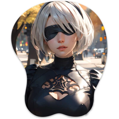 3D Mouse pad Oppai Mousepad with Wrist Rest Pain Relief Anime Manga pad 2B - Image 1 of 4