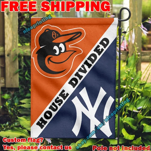 Baltimore Orioles vs. New York Yankees House Divided Garden Flag 12x18" MLB 2022 Cover