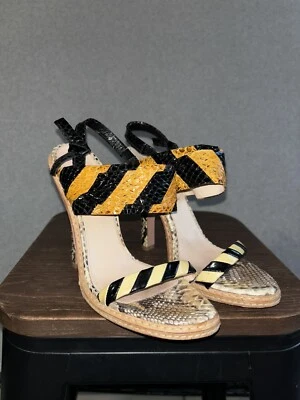 PRADA Multicolor Python Leather Animal Print Strappy Sandals, Size 38 - Image 1 of 4