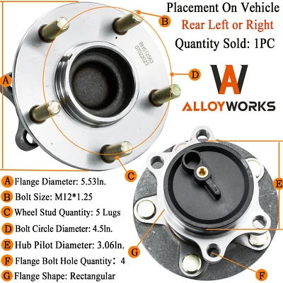 512563 Conjunto de buje de cojinete de rueda trasera para Mitsubishi Outlander L4 2013-2020 tracción delantera Foto 1 de 4