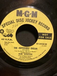Kim Weston Disc Jockey Demo Impossible Dream/Johnny Plays well VG PET RESCUE - Imagen 1 de 2