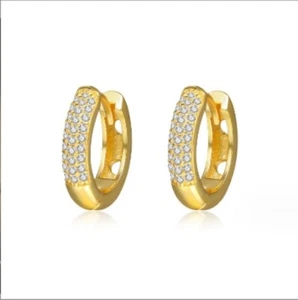 925 pure silver Zircon hoop micro-set earrings Temperament circle earrings women - Picture 1 of 13