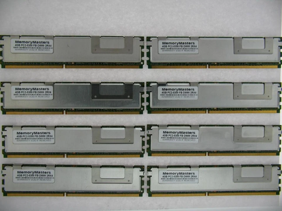 Server RAM 32GB 8x 4GB PC2 5300F ECC FB-DIMM FIT Apple Mac Pro 2006 1,1 2007 2,1 - Image 1 of 3