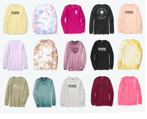 Victoria's Secret Pink Campus Long Sleeve Tee Pick your color & size - Picture 1 of 42