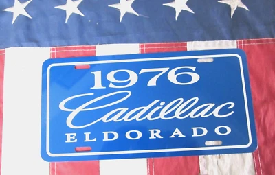Cadillac Eldorado 1976 azul matrícula coche etiqueta 76 Caddy Eldo Foto 1 de 2