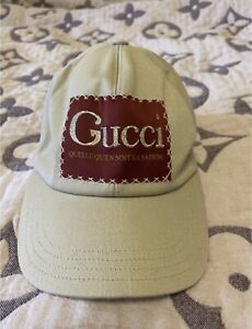 Gucci SS21⚡Baseball Cap La Saison Center Logo Patch Cotton Hat Beige Size M 58 