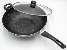 Padella antiaderente 24 cm-34 cm wok con coperchio in vetro gas induzione elettrica