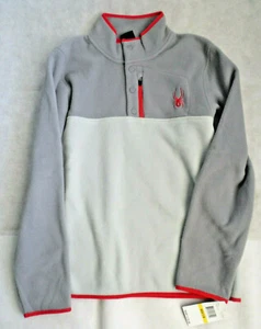 Spyder Herren Größe M Pull Over Fleece Oberteil 1/4 Druckknopf grau und rot mit Reißverschlusstasche - Bild 1 von 5