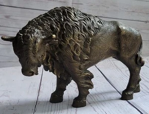 Amerikanischer Büffel Stier Bison Western Kunstwerk Bronze Statue Skulptur Figur Kunst - Bild 1 von 10