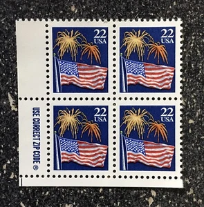1987USA #2276 22c Flag Fireworks From Sheet - Zip Block of 4 Mint NH - Picture 1 of 2