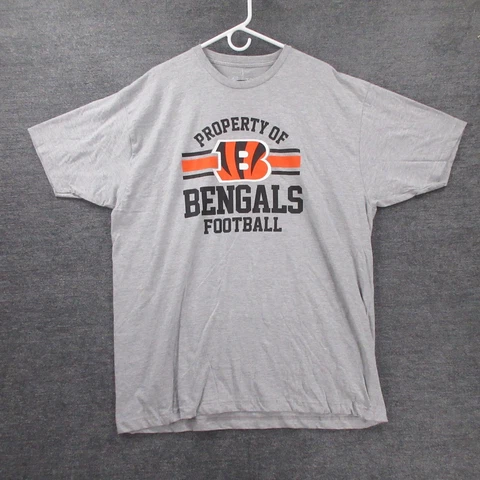 Bengals Shirt Adult Size XXL Gray NFL Cincinnati Bengals Team Apparel Tee New Cover