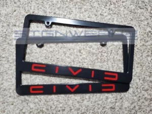 Honda Civic License Plate Frame Racing red - Pair - Picture 1 of 2