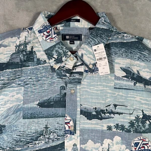 Reyn Spooner Shirt XXL Blue 75th Anniversary End WWII Victory Pacific Hawaiian - Picture 1 of 8