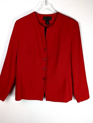 Laura Scott 女式西装夹克 18 红色 5 纽扣普通话领 — 第 1/4 张图片