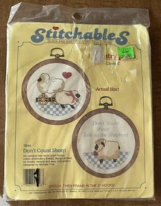 Vintage Stitchables Country Pairs Crewel Kit 7646 Don’t Count Sheep With Hoops NEU - Bild 1 von 2