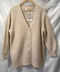 John Lewis Damen AND/OR Alex strukturierter Grobstrick cremefarbener Cardigan, Gr. UK 12 - Bild 1 von 12
