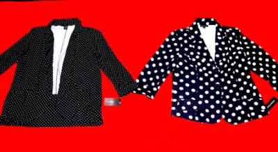 Lote de 2 Blazers Robert Louis PM, Courtenay M Negro y Blanco Lunares Elastizados Nuevos con Etiquetas Foto 1 de 4