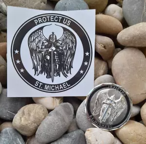 Sammlercoin & Aufkleber Talisman Polizei & Soldaten Erzengel St. Michael - Bild 1 von 2