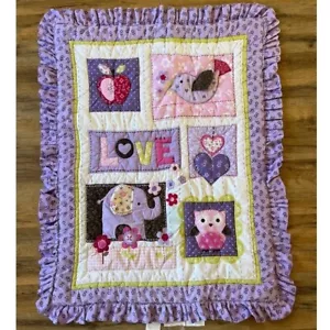 Circo Love N Lilacs Baby Comforter Quilted Ruffled Purple Pink Green Retired HTF - Picture 1 of 13