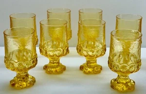ART GLASS TIFFIN MCM 8 FRANCISCAN MADIERA CORNSILK YELLOW 5 1/2" WATER GLASSES - Picture 1 of 3