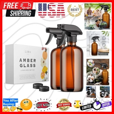 Frascos de spray de vidro âmbar pacote com 2 - Seguro para óleos essenciais e muito mais! - Imagem 1 de 4