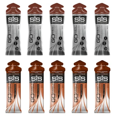 SIS Go Plus Caffeine Energy Gel 60ml Tubes Cola & Double Espresso (Pack of 10)