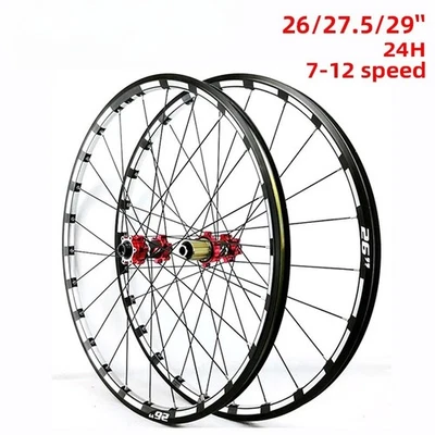 Mountain Bike Wheelset 26 27.5 29inch Rim Straight Pull 24Holes Disc Brake   - Image 1 of 4