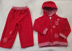 Vintage Completo giacca con cappuccio Baby Carters 18 mesi 2 pezzi pile Babbo Natale piccolo aiutante - Foto 1 di 10