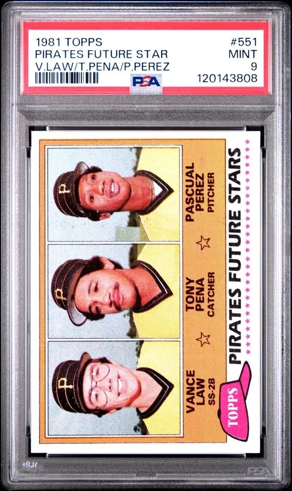 1981 Topps - Future Stars Tony Pena, Pascual Perez, Vance Law #551 (RC) PSA 9 - Image 1 of 2