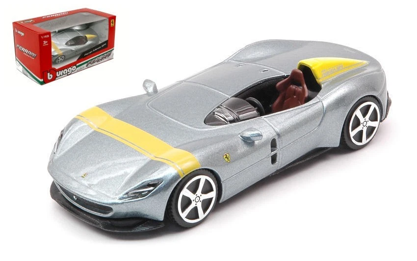 Ferrari Monza SP1 2018 Silver Burago 1:43 Nuovo Die Cast - Immagine 1 di 1