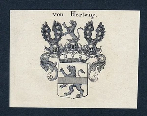 ca. 1820 Hertwig Wappen Adel coat of arms Kupferstich antique print heraldry - Bild 1 von 1
