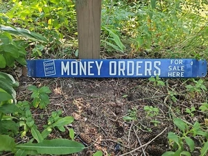 VINTAGE BANK MONEY ORDER PORCELAIN SIGN 32" CANADIAN PACIFIC EXPRESS DOOR BAR - Picture 1 of 7