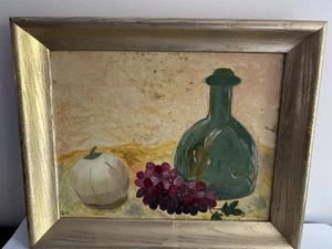 Vintage Stillleben Obst Öl auf Canva signiert - Bild 1 von 6