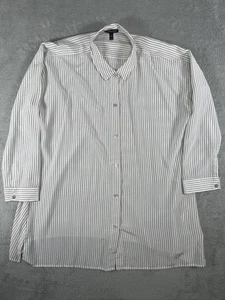 Eileen Fisher Womens XL 100% Silk Oversized Striped Button Down Tunic Blouse - Picture 1 of 7