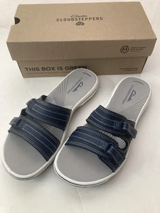 Clarks Cloudsteppers Women's Breeze Piper Navy Flip Flop Sandal 26171353 Size 7 - Picture 1 of 16
