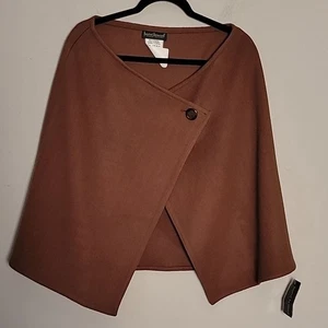 Harve Bernard brown wool cape poncho Sz M New - Picture 1 of 7