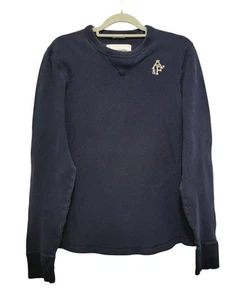 Abercrombie & Fitch Camicia Termica Muscolare Uomo XXL Blu Navy Waffle Maglia Logo Y2K - Foto 1 di 4