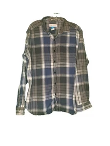 Columbia Men's Size Large Khaki Grey Plaid Long Sleeve Regular Fit Shirt - Picture 1 of 10