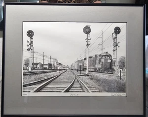 RARE "Yard Limit" David L Lekites 1992 Signed 109/400 Train Engine Railroad Art! - Picture 1 of 18