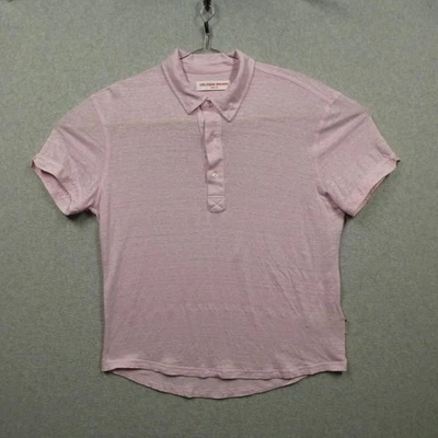 Рубашка поло Orlebar коричневая мужская размер XL розовая Sebastian 100% льняная сляб короткий рукав - Изображение 1 из 4