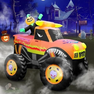 8FT Halloween Inflatable Pumpkin Monster Truck, Inflatable Vehicle Yard Decorati - Picture 1 of 6