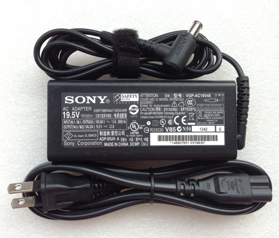 Genuine Original Charger for Sony Vaio AC Adapter 19.5v 3.3a 100 240v 50 60hz