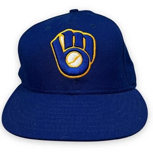 Vintage Milwaukee Brewers Fitted Mens 6 7/8 Blue New Era 5950 Wool Blue Box - Picture 1 of 12